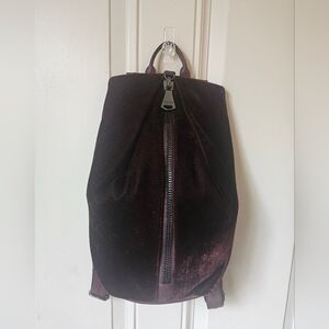 Aimee Kestenberg Deep Burgandy Velvet "TAMITHA" Teardrop Backpack💜🩶